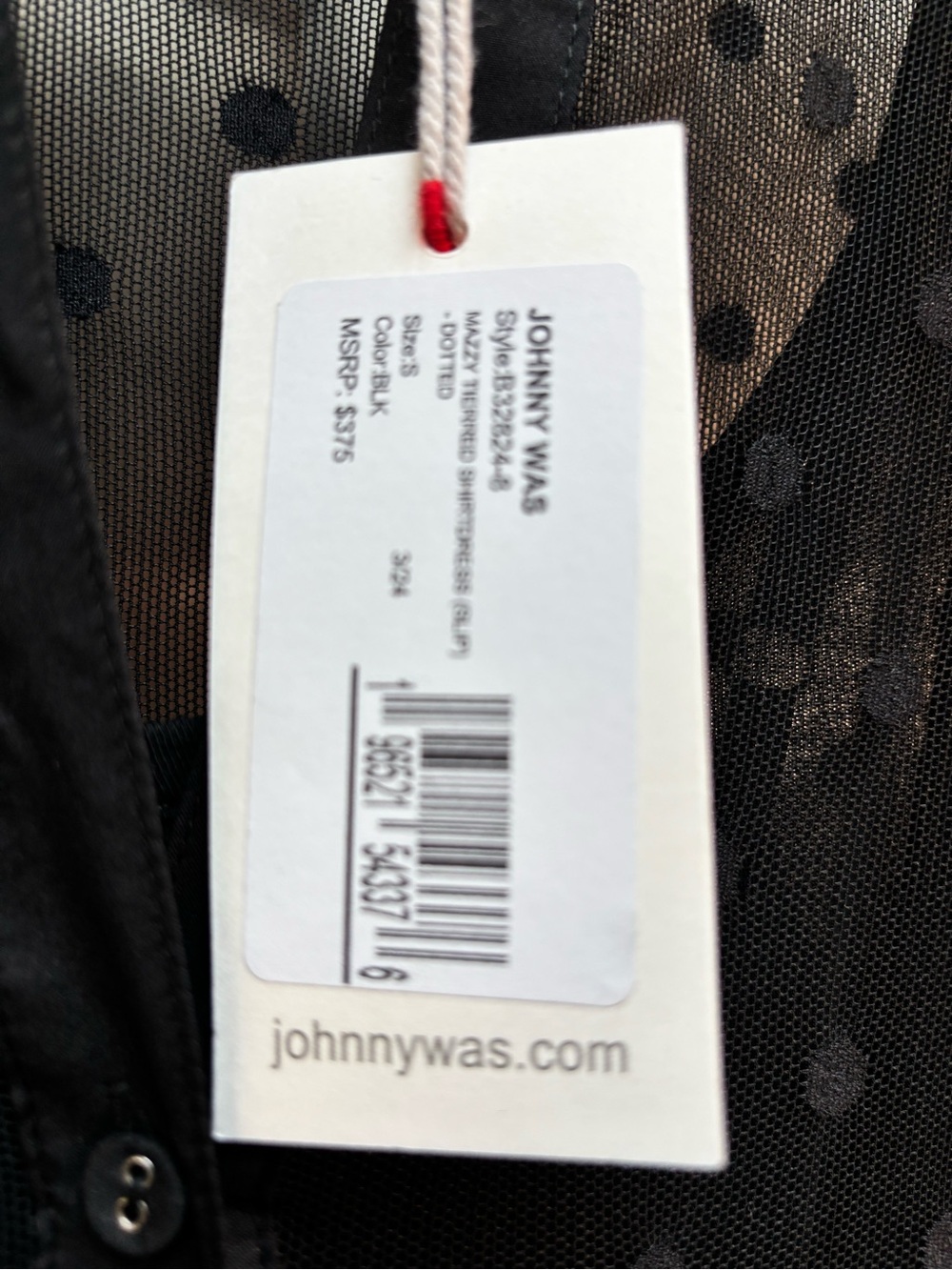 Johnny Was Black Sheer Polka Dot Tiered Maxi Dress - Picture 3 of 3